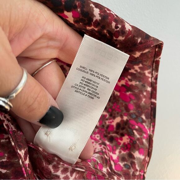 Wilfred | Aritzia Tie Front Blouse Button Down Cropped Pink Fuchsia Brown Top M - Picture 9 of 9